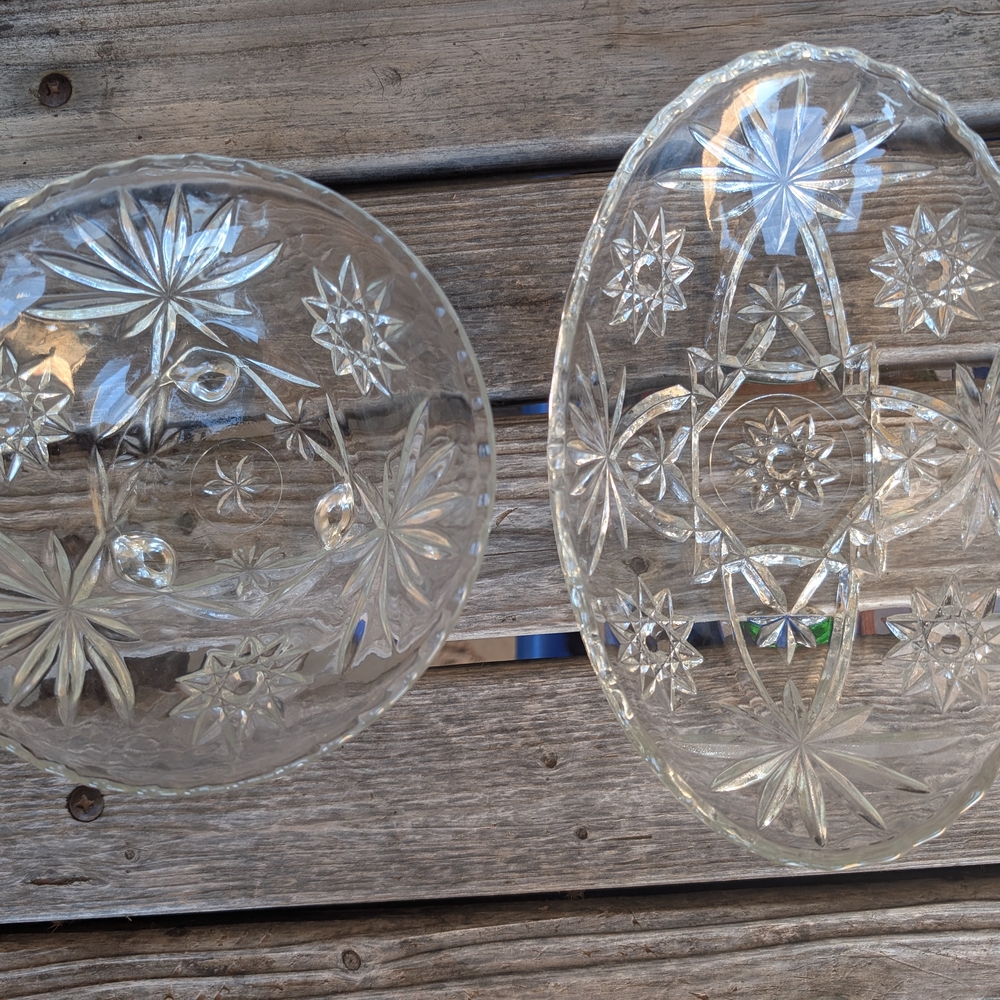 Vintage Anchor Hocking Star & Fan EAPG set of 2 bowls